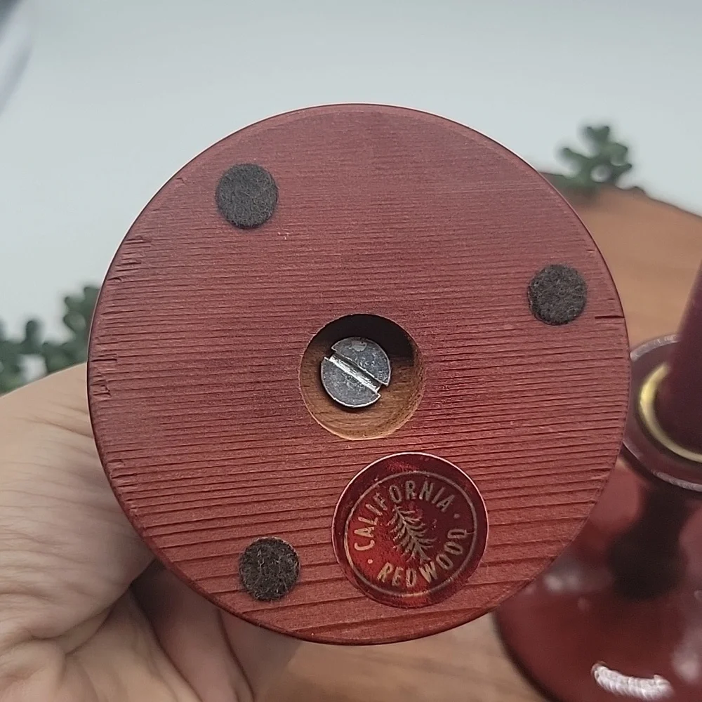 Mid-Century Atomic Redwood Candlestick Holders